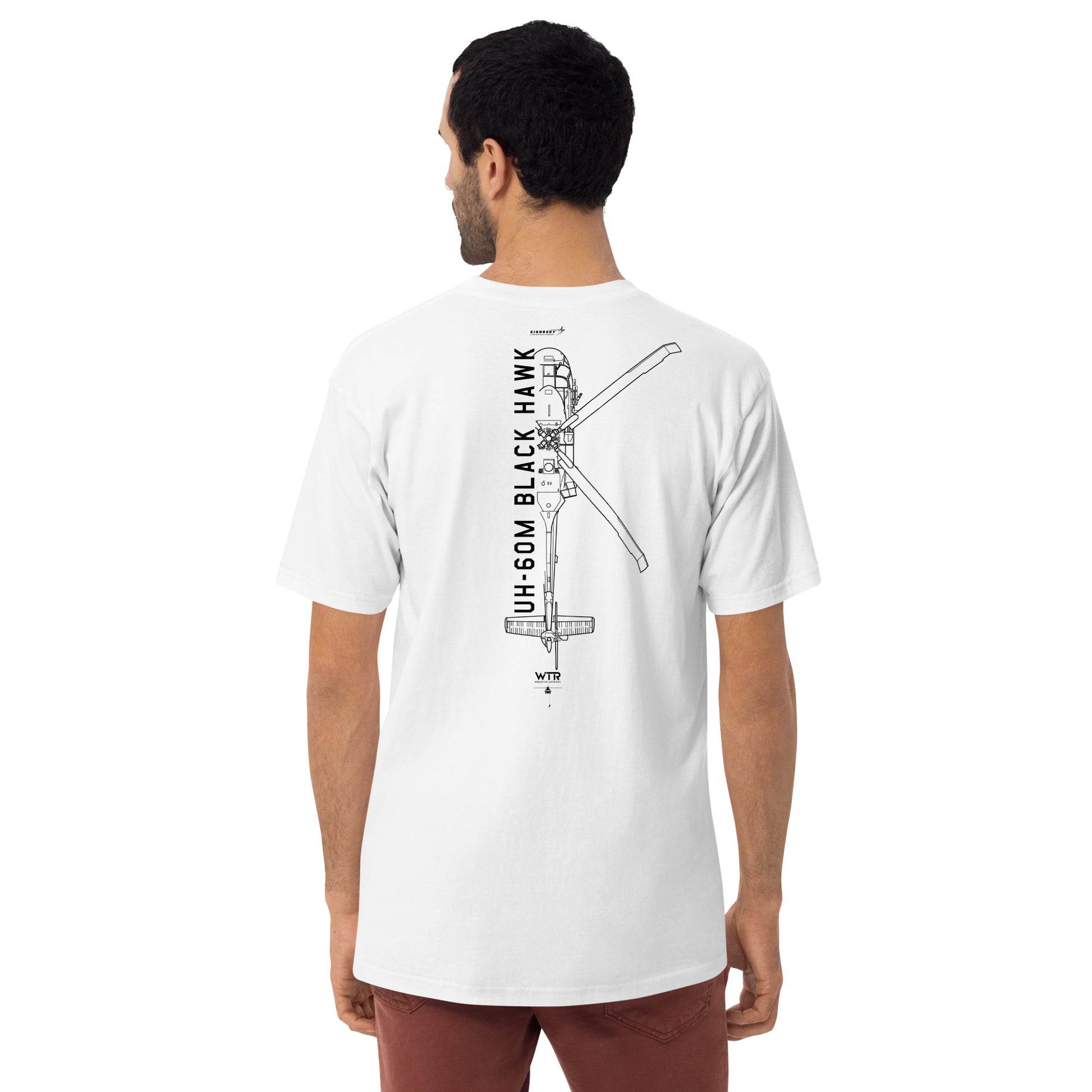Sikorsky UH-60M Black Hawk Hand-Drawn White T-Shirt
