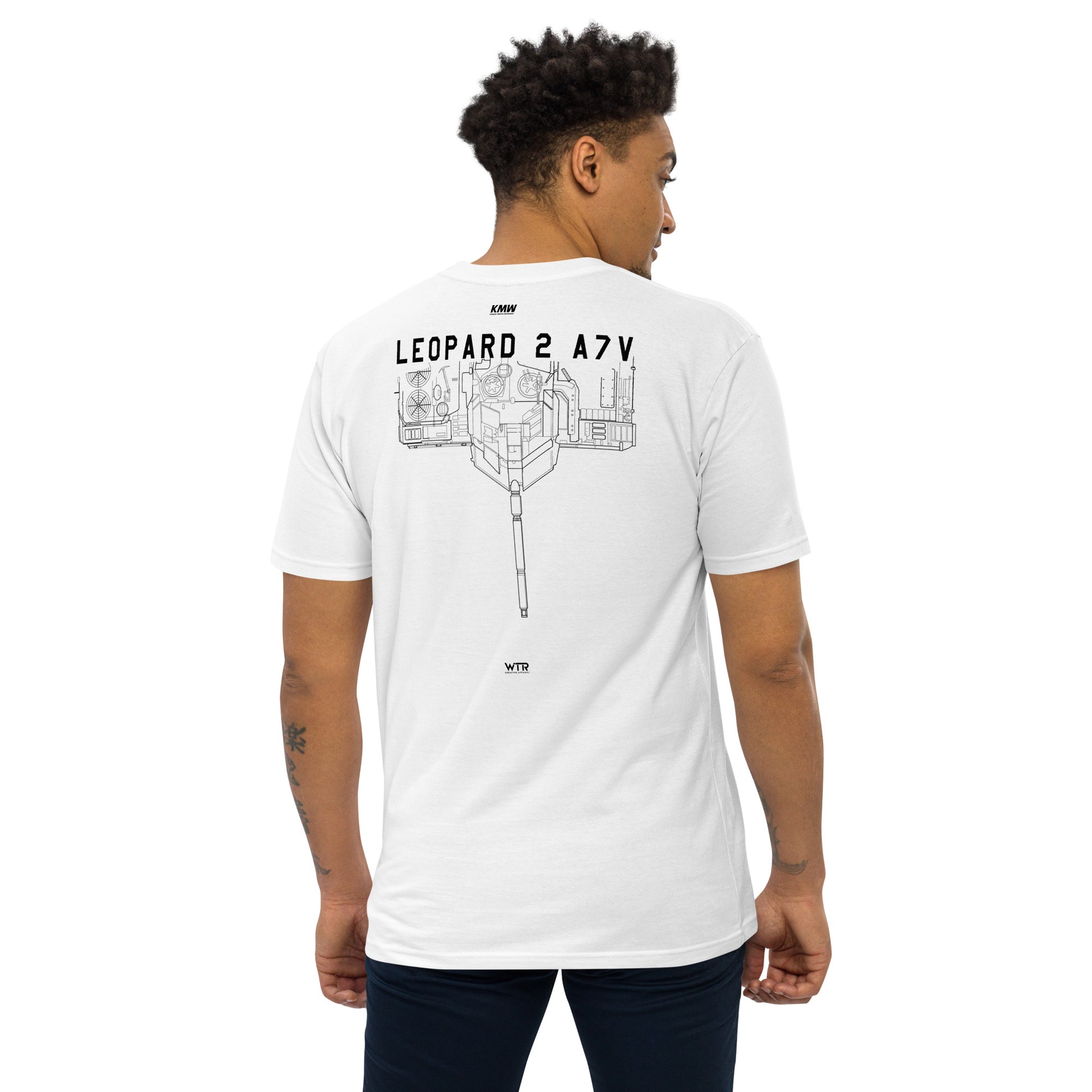 Krauss-Maffei Leopard 2 A7V Tank Hand-Drawn White T-Shirt