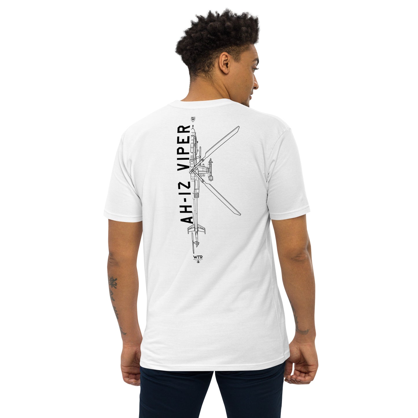 Bell AH-1Z Viper Attack Helicopter Hand-Drawn White T-Shirt