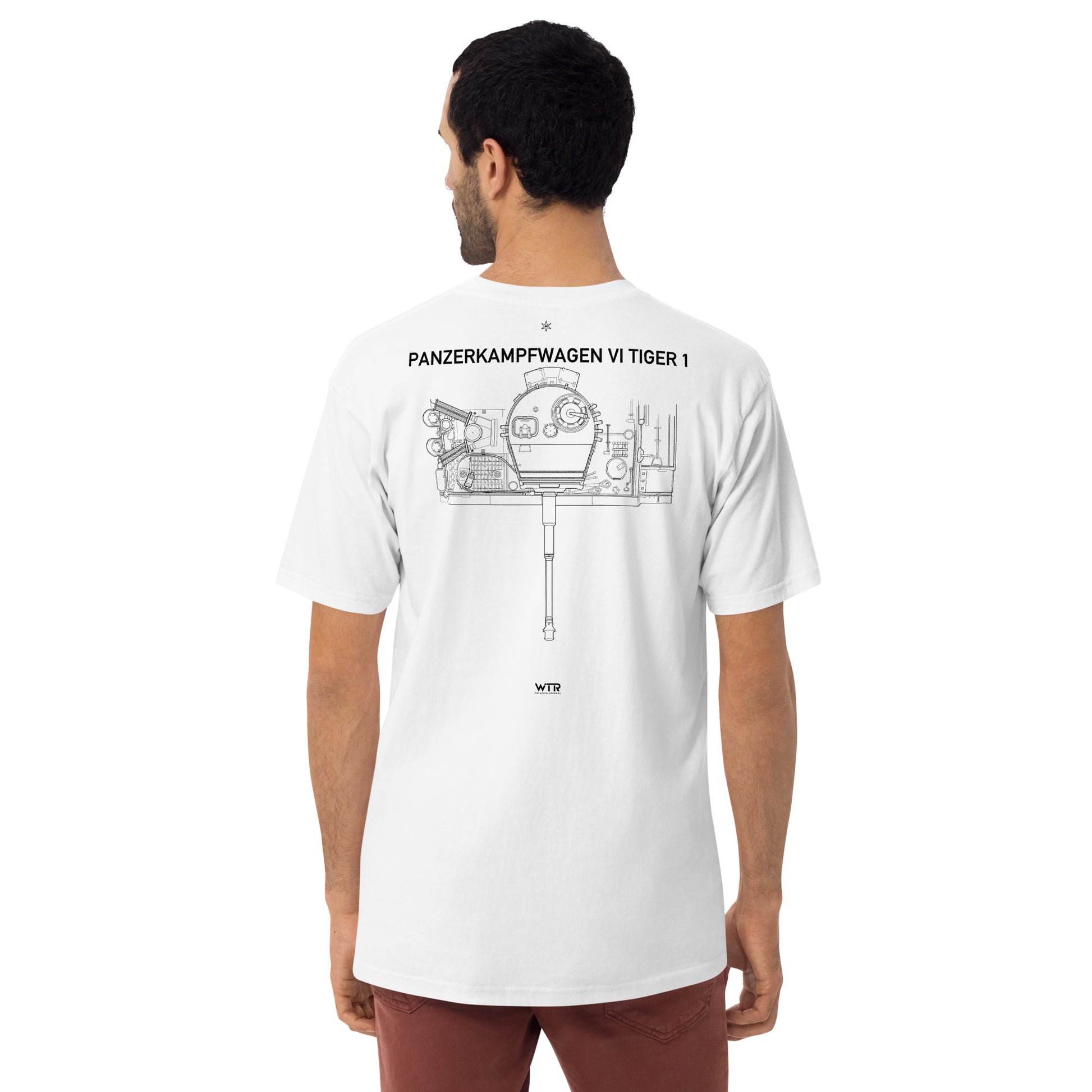 Tiger 1 Tank WWII Hand-Drawn Schematic Heavyweight White T-Shirt