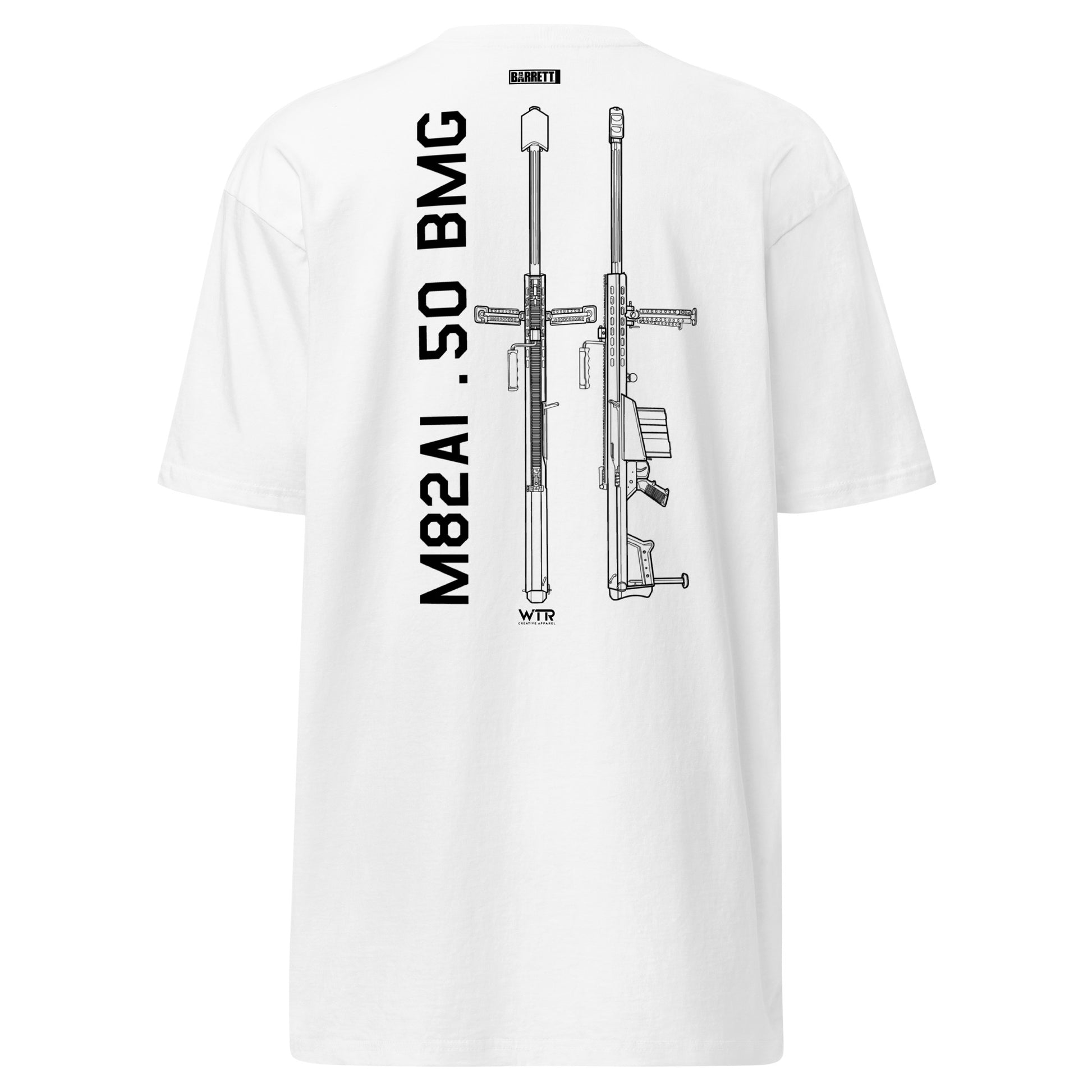 Barrett M82A1 .50 BMG Hand-Drawn Schematic Heavyweight White T-Shirt
