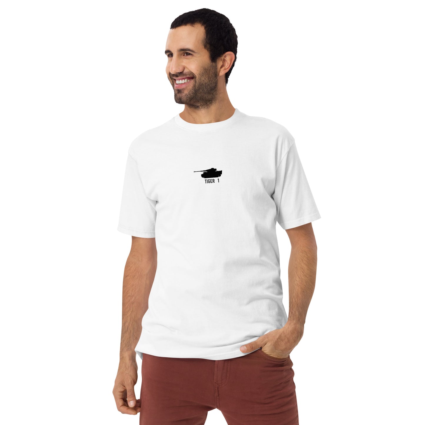 Tiger 1 Tank WWII Hand-Drawn Schematic Heavyweight White T-Shirt
