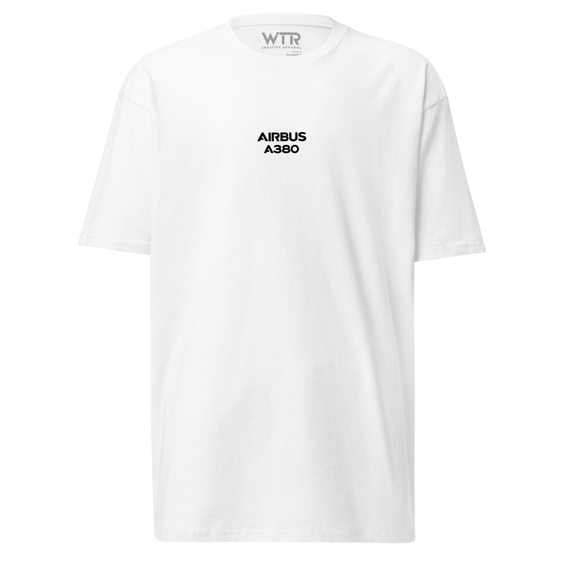 Airbus A380 Superjumbo Hand-Drawn Schematic Heavyweight White T-Shirt