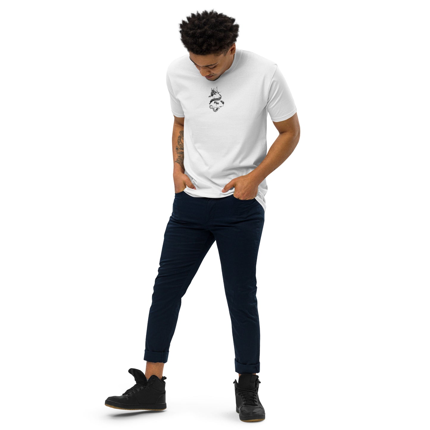 Chengdu J-20 Mighty Dragon Hand-Drawn White T-Shirt