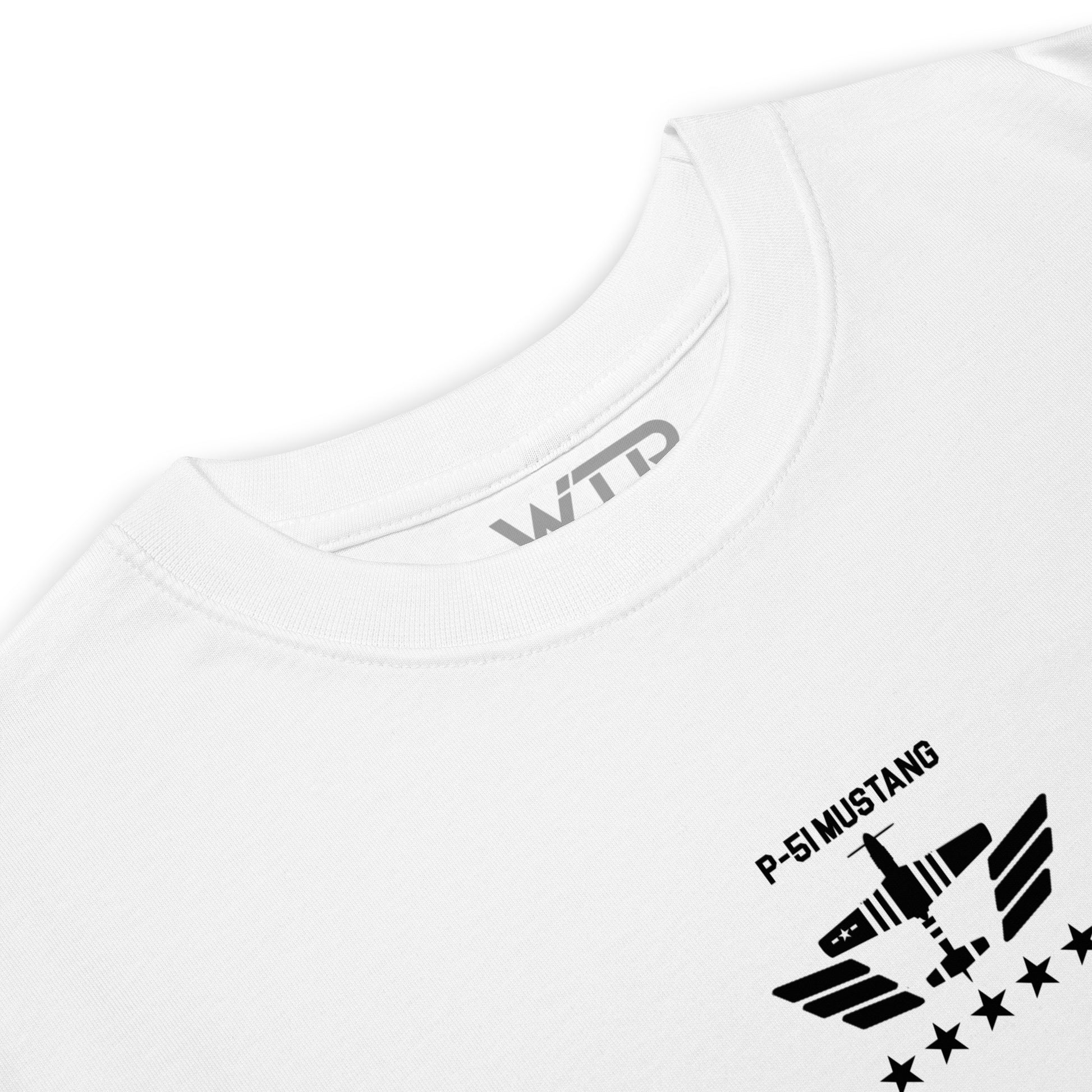 North American P-51D Mustang Hand-Drawn White T-Shirt