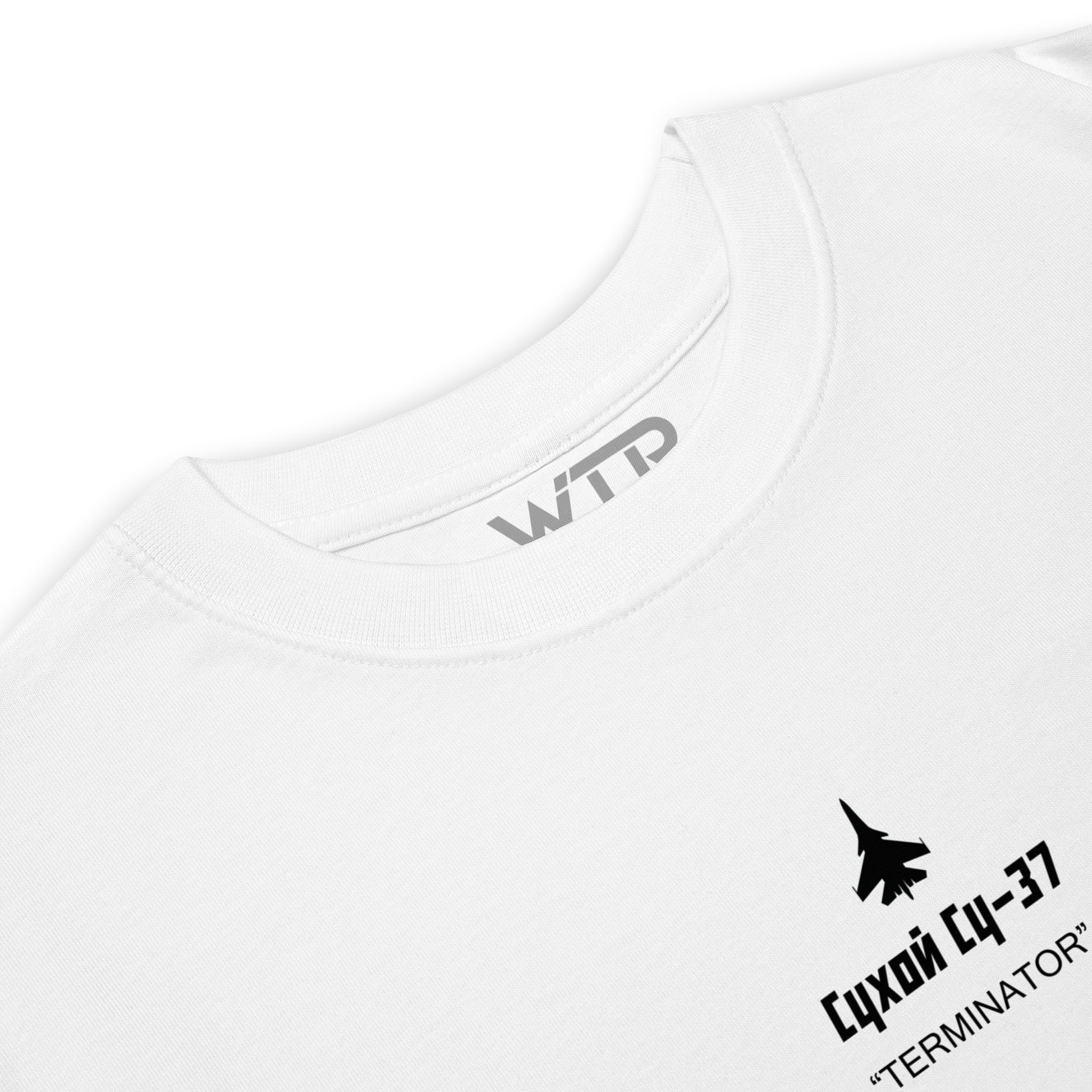 Sukhoi SU-37 Terminator Fighter Hand-Drawn Schematic White T-Shirt