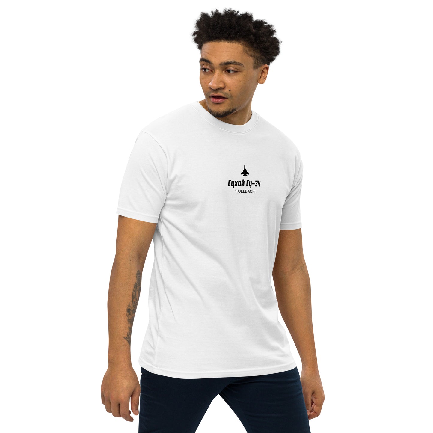 Sukhoi SU-34 Fullback Fighter-Bomber Hand-Drawn White T-Shirt