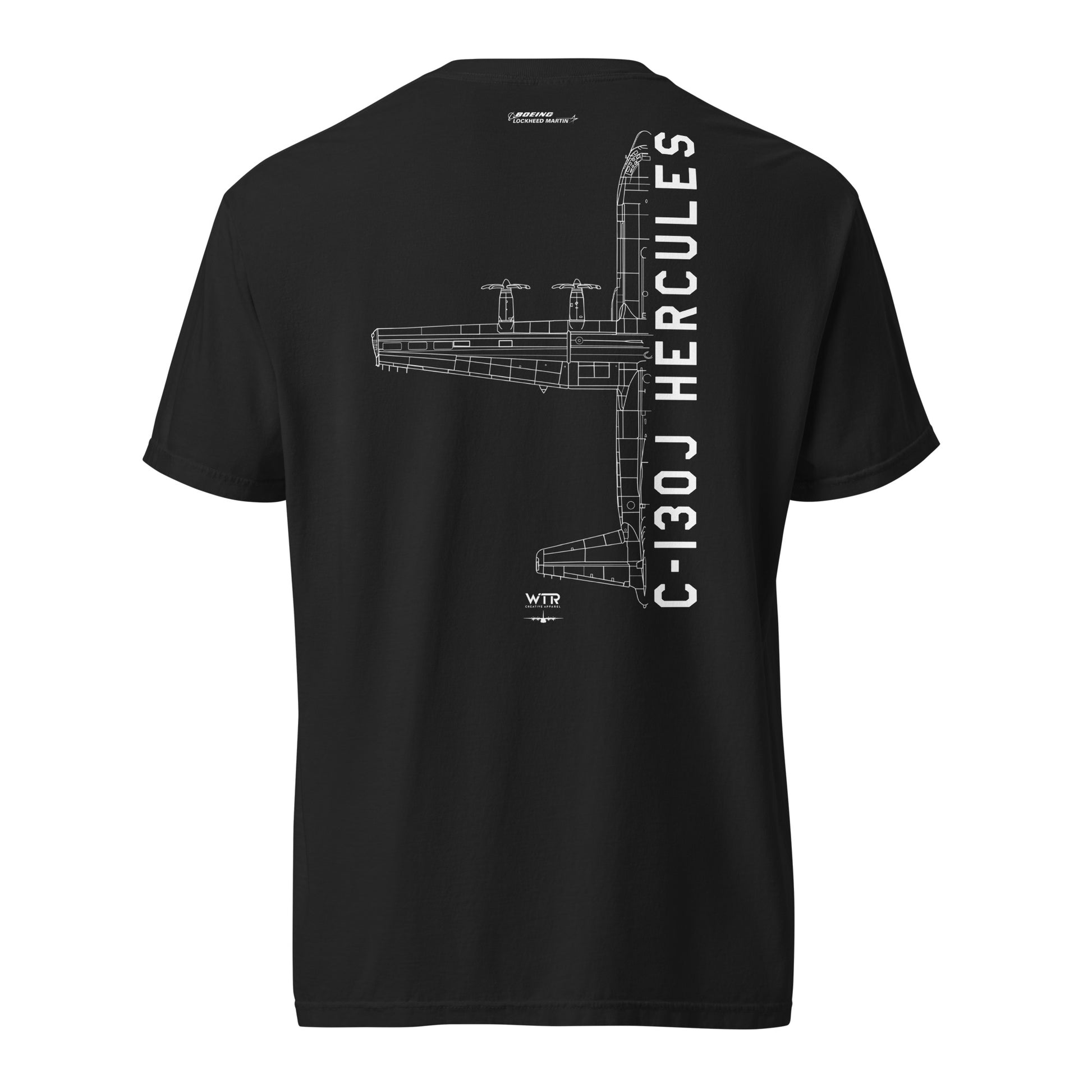 Lockheed Martin C-130J Hercules Schematic Design Standard Black T-shirt.