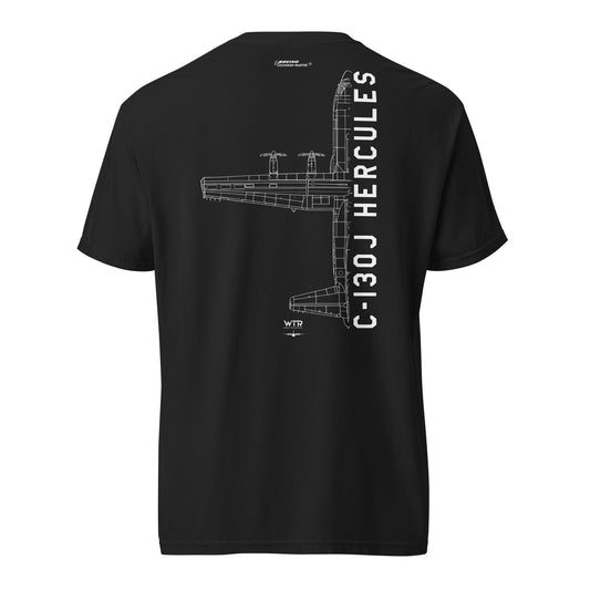 Lockheed Martin C-130J Hercules Schematic Design Standard Black T-shirt.