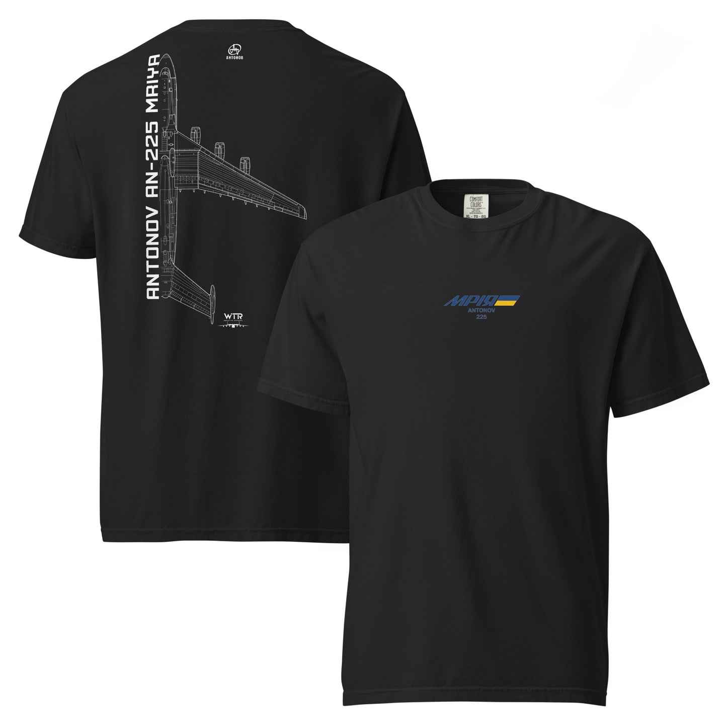 Antonov AN225 Mriya - Hand Drawn Schematic - Standard Black T-shirt