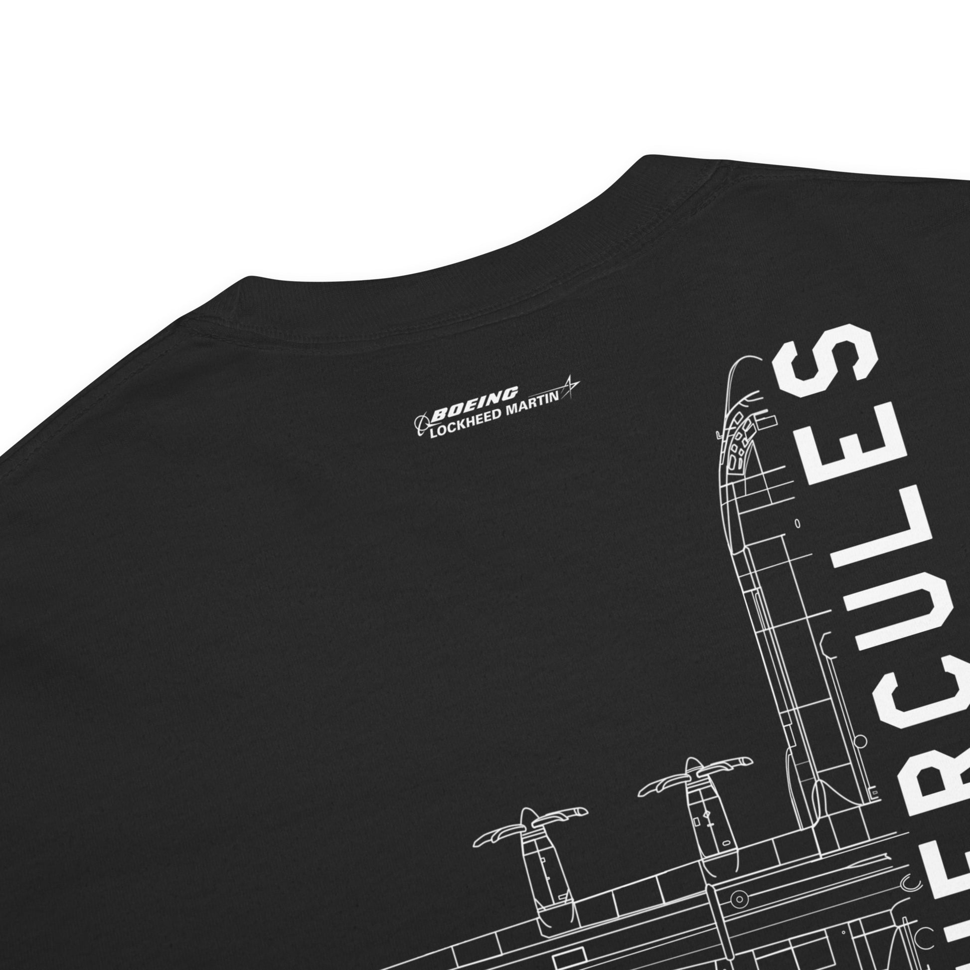 Lockheed Martin C-130J Hercules Schematic Design Standard Black T-shirt.