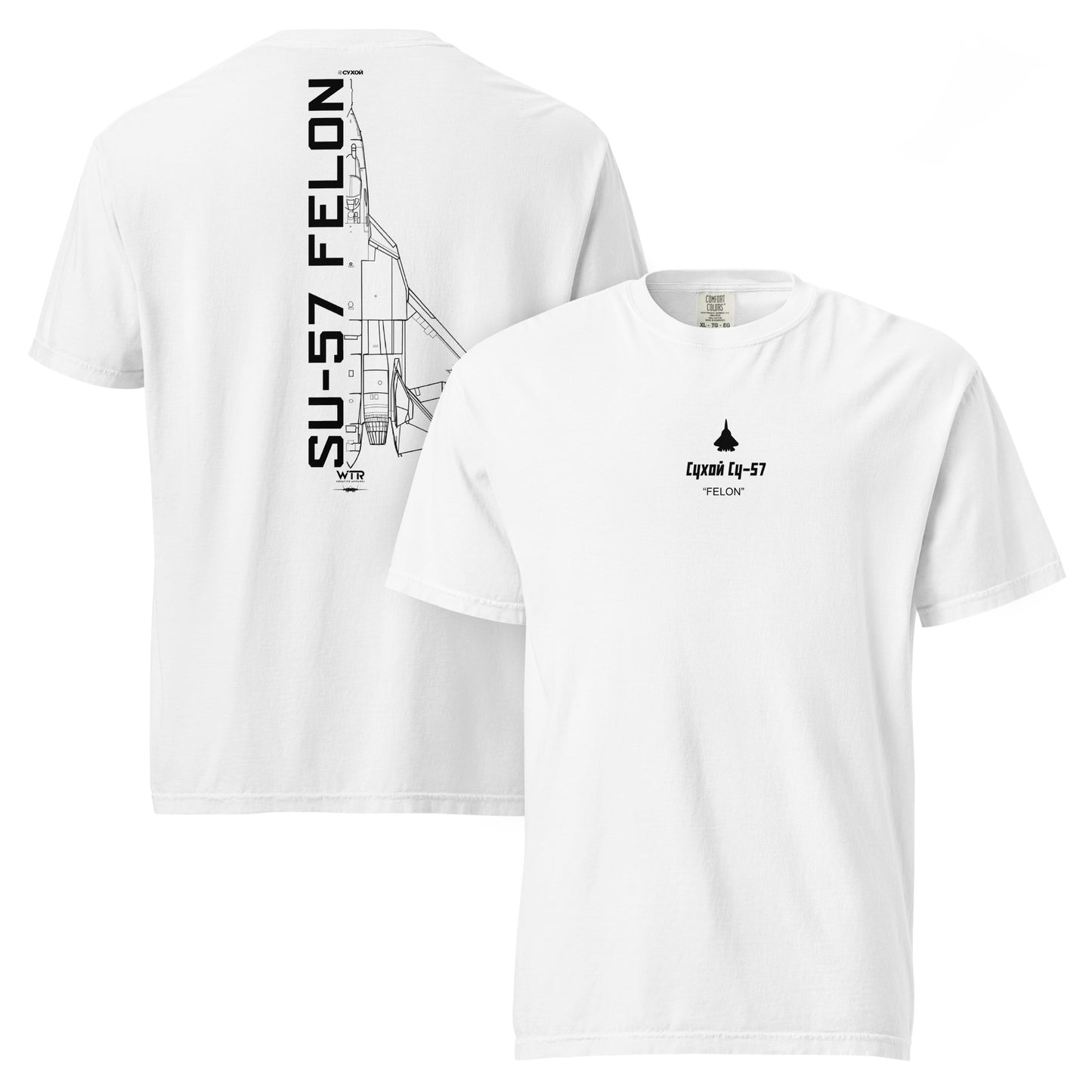 Sukhoi SU-57 T-50 Felon Russian Schematic Standard White T-Shirt