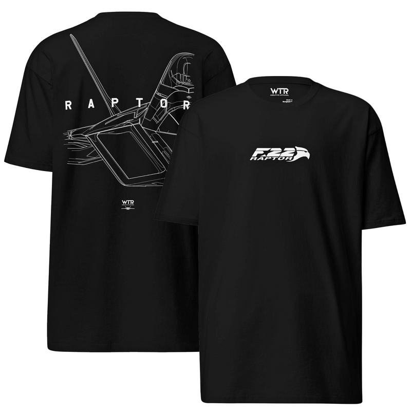 LOCKHEED MARTIN F-22 RAPTOR - FRONT CANOPY NOSE STUDY — HEAVYWEIGHT T-SHIRT artwork.