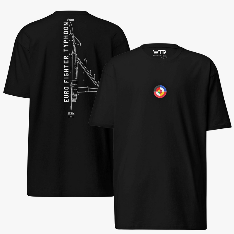 EUROFIGHTER TYPHOON EF2000 — hand-drawn FIGHTER JET artwork printed on heavyweight T-shirt.