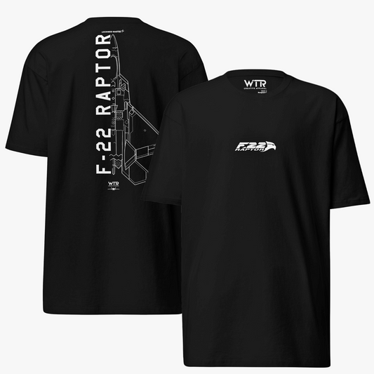 LOCKHEED MARTIN F-22 RAPTOR – HAND-DRAWN HEAVYWEIGHT PREMIUM T-SHIRT