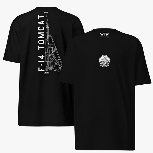 GRUMMAN F-14 TOMCAT – TOP GUN NAVY - HAND-DRAWN HEAVYWEIGHT T-SHIRT.