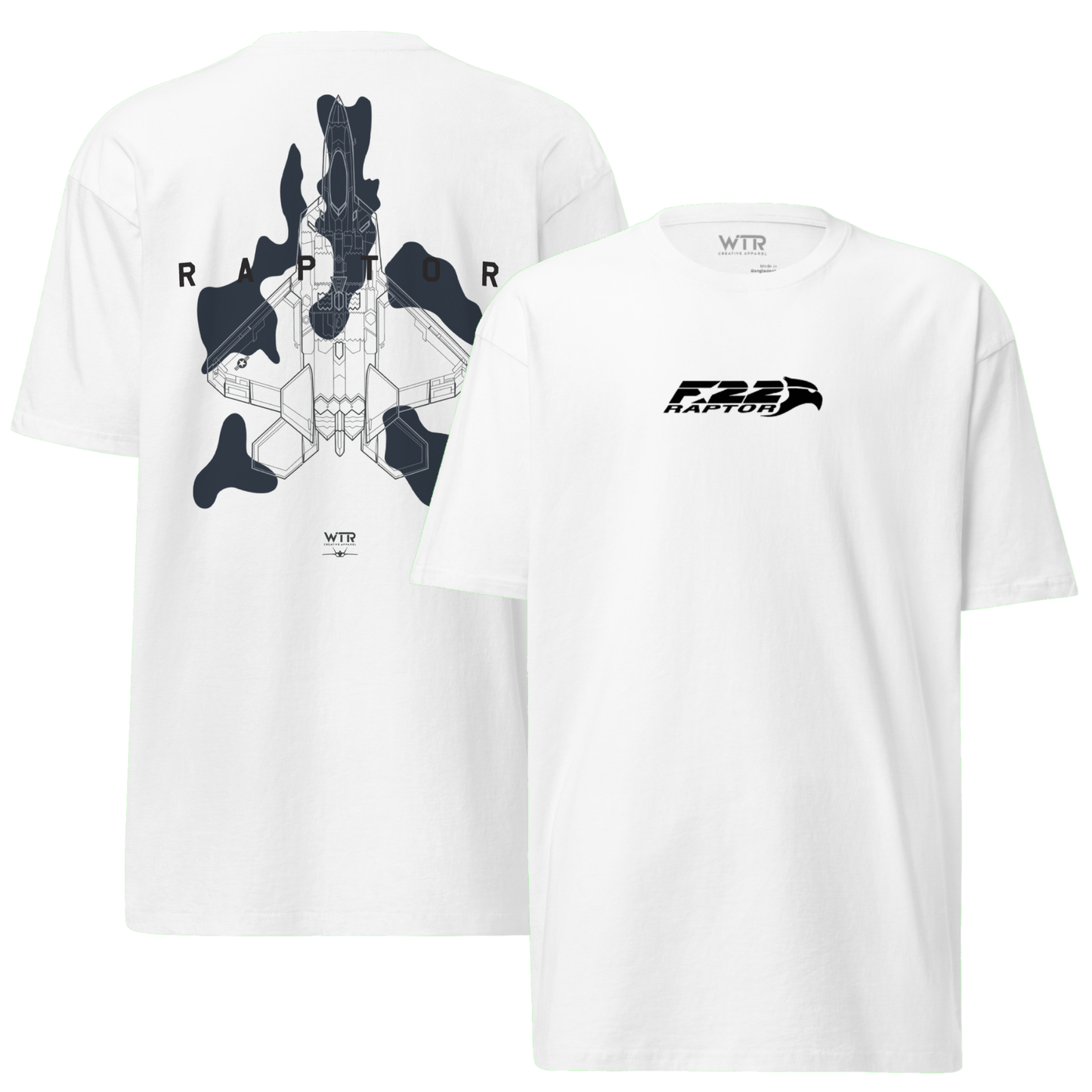 LOCKHEED MARTIN F-22 RAPTOR - FULL SCHEMATIC CAMO STUDY — HEAVYWEIGHT T-SHIRT artwork.