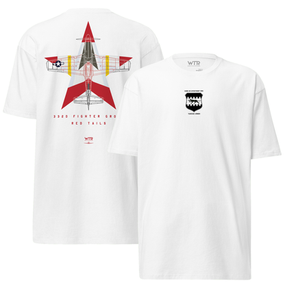 NORTH AMERICAN P-51D MUSTANG - 332ND EXPEDITIONARY OPERATIONS GROUP LIVERY EDITION (RED TAILS) — hand-drawn artwork printed on heavyweight T-shirt; special livery.