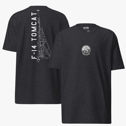 GRUMMAN F-14 TOMCAT – TOP GUN NAVY - HAND-DRAWN HEAVYWEIGHT T-SHIRT.