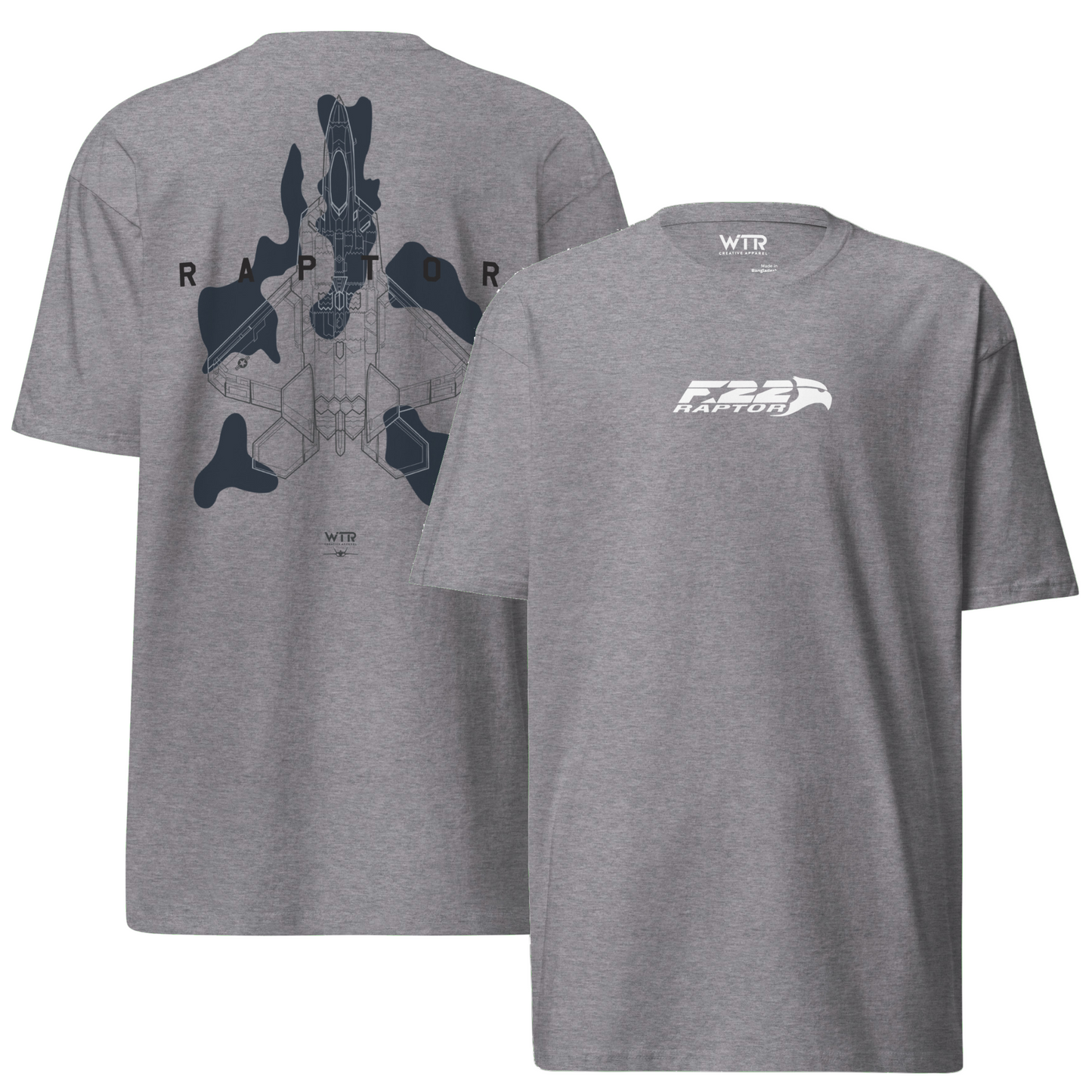 LOCKHEED MARTIN F-22 RAPTOR - FULL SCHEMATIC CAMO STUDY — HEAVYWEIGHT T-SHIRT artwork.