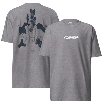 LOCKHEED MARTIN F-22 RAPTOR - FULL SCHEMATIC CAMO STUDY — HEAVYWEIGHT T-SHIRT artwork.