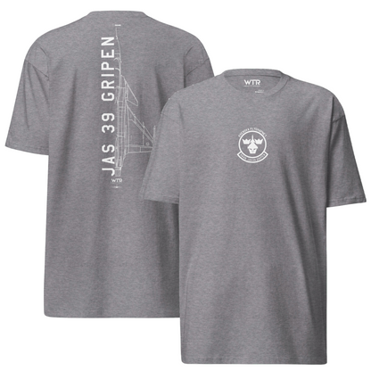 SAAB JAS 39 GRIPEN — hand-drawn multirole FIGHTER artwork printed on heavyweight T-shirt.