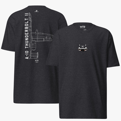 FAIRCHILD REPUBLIC A-10C THUNDERBOLT II – HAND-DRAWN ATTACK AIRCRAFT HEAVYWEIGHT T-SHIRT.