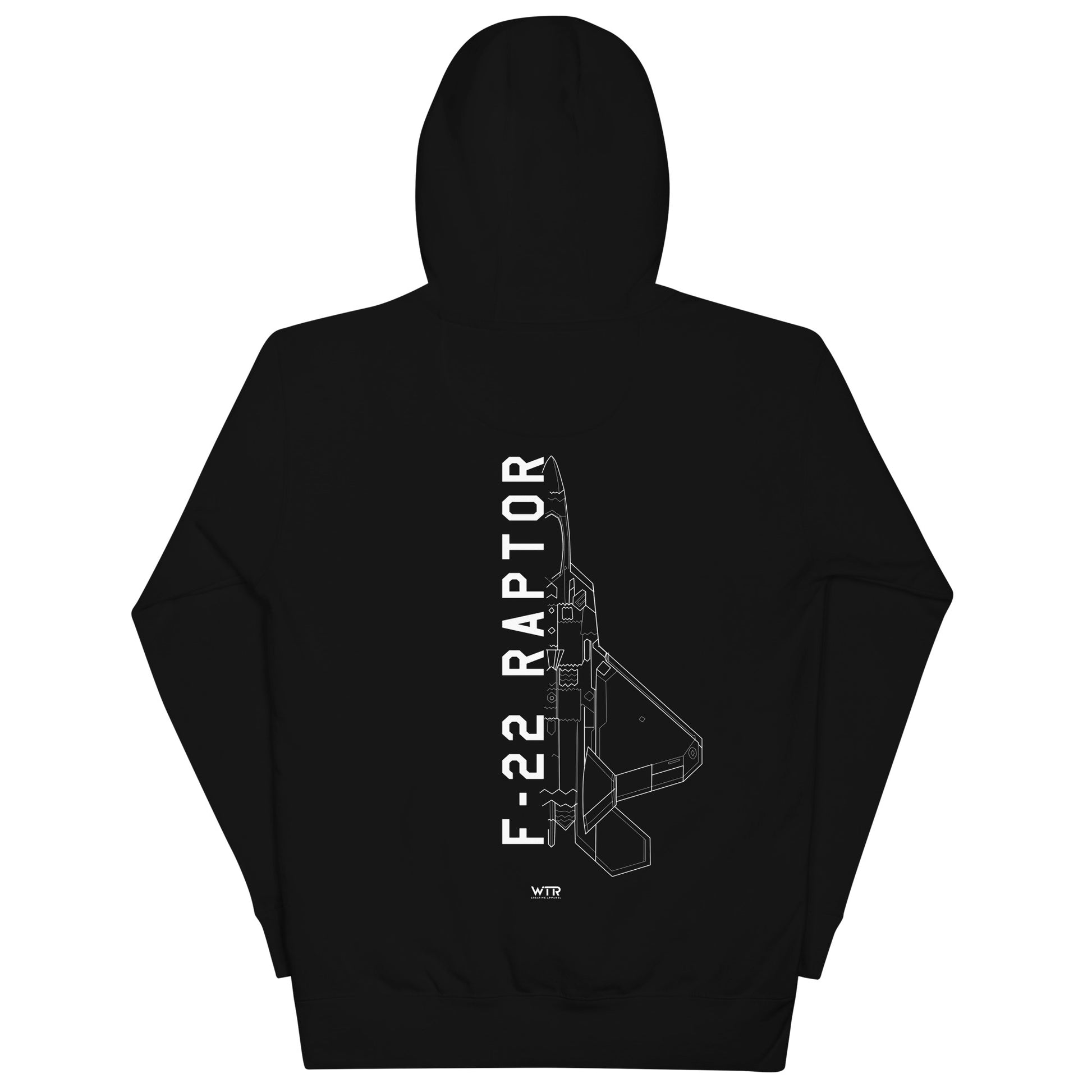 LOCKHEED MARTIN F-22 RAPTOR SCHEMATIC — hand-drawn UNISEX HOODIE artwork.