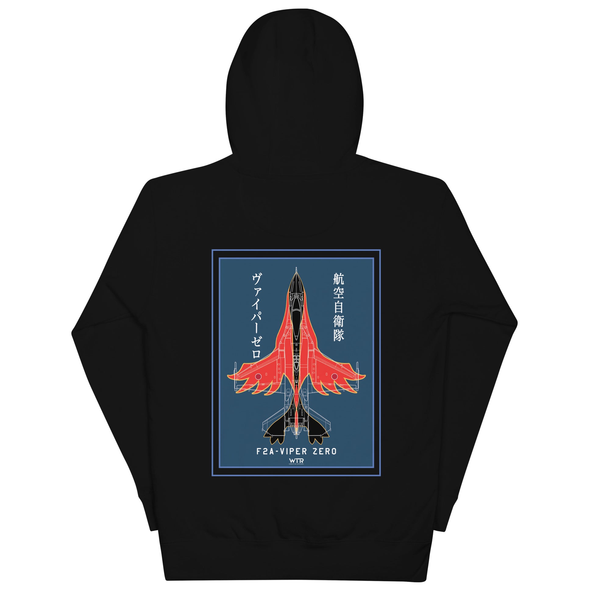 Hand-drawn schematic of the Mitsubishi F-2A Viper Zero Yatagarasu 60th Anniversary 6th Fighter Squadron livery on a unisex hoodie.