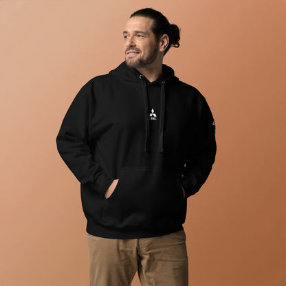 Hand-drawn schematic of the Mitsubishi F-15DJ Eagle 23rd Fighter Squadron 10th Anniversary Flame Edition livery on a unisex hoodie.