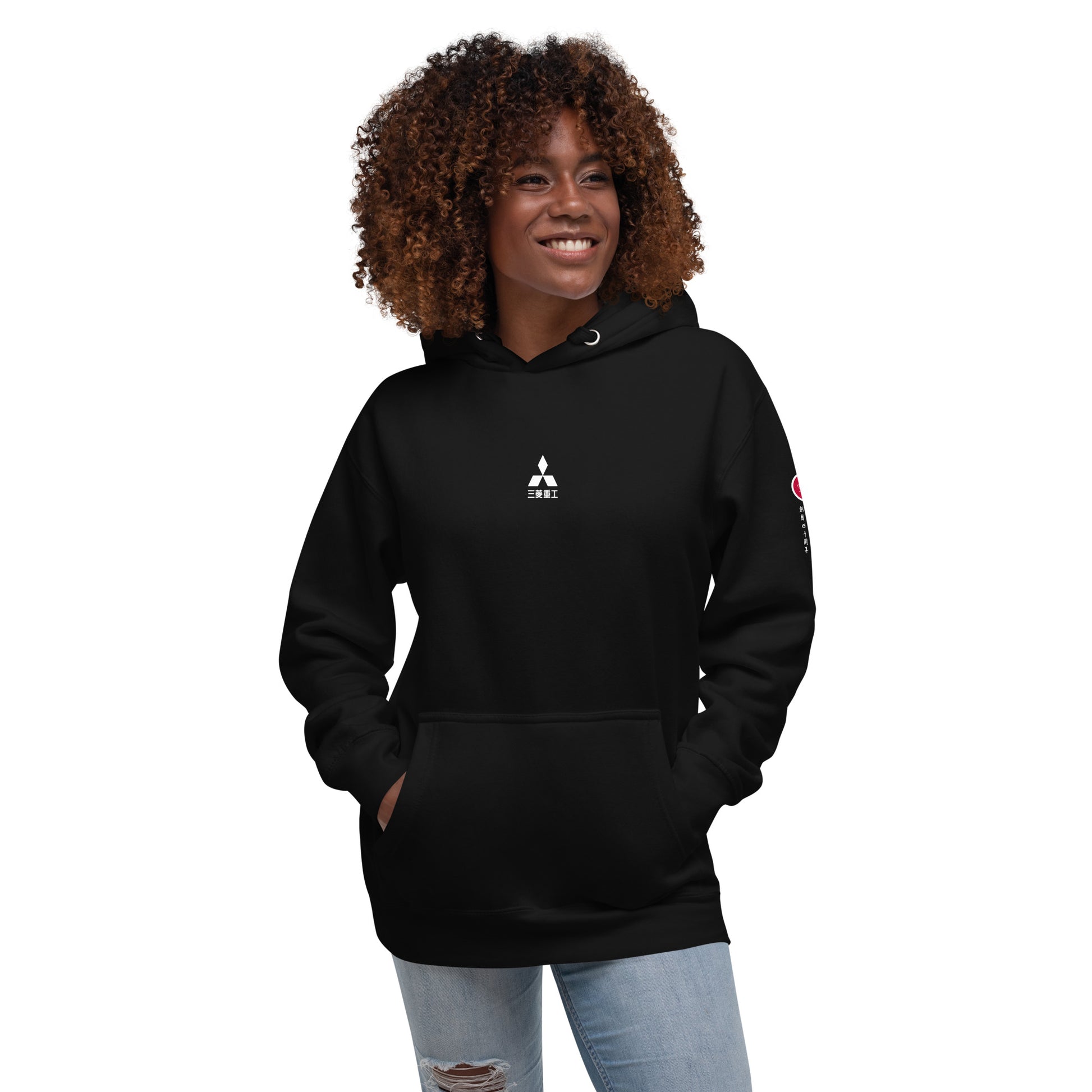 Hand-drawn schematic of the Mitsubishi F-15J Eagle 305th Tactical Fighter Squadron 40 Years Anniversary livery on a unisex hoodie.