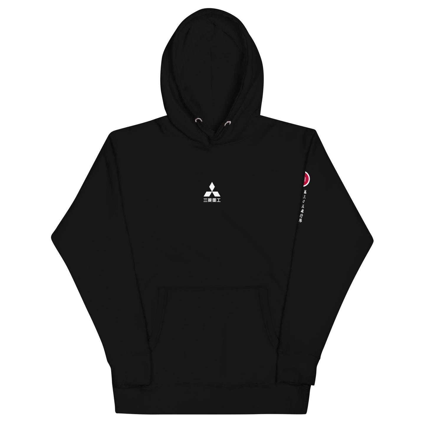 Hand-drawn schematic of the Mitsubishi F-15J Eagle 305th Tactical Fighter Squadron 50 Years Anniversary livery on a unisex hoodie.