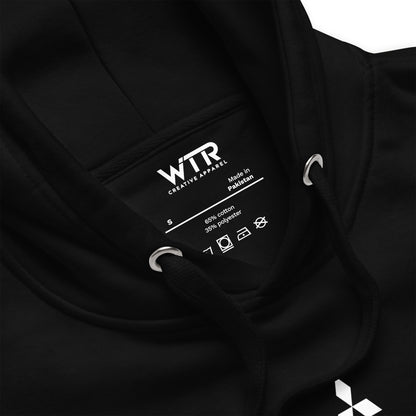 Hand-drawn schematic of the Mitsubishi F-2A Viper Zero in Maritime Blue Camouflage livery printed on a comfortable unisex hoodie.