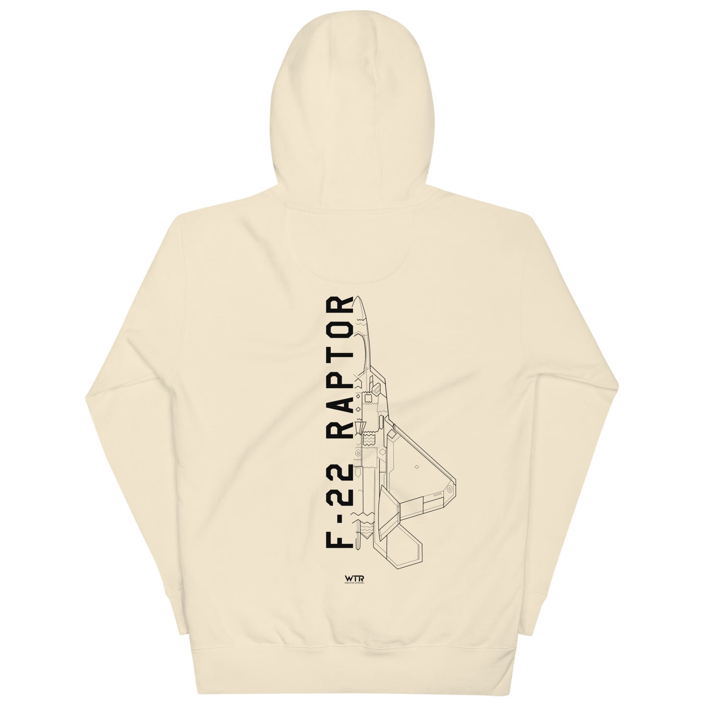LOCKHEED MARTIN F-22 RAPTOR SCHEMATIC — hand-drawn UNISEX HOODIE artwork.