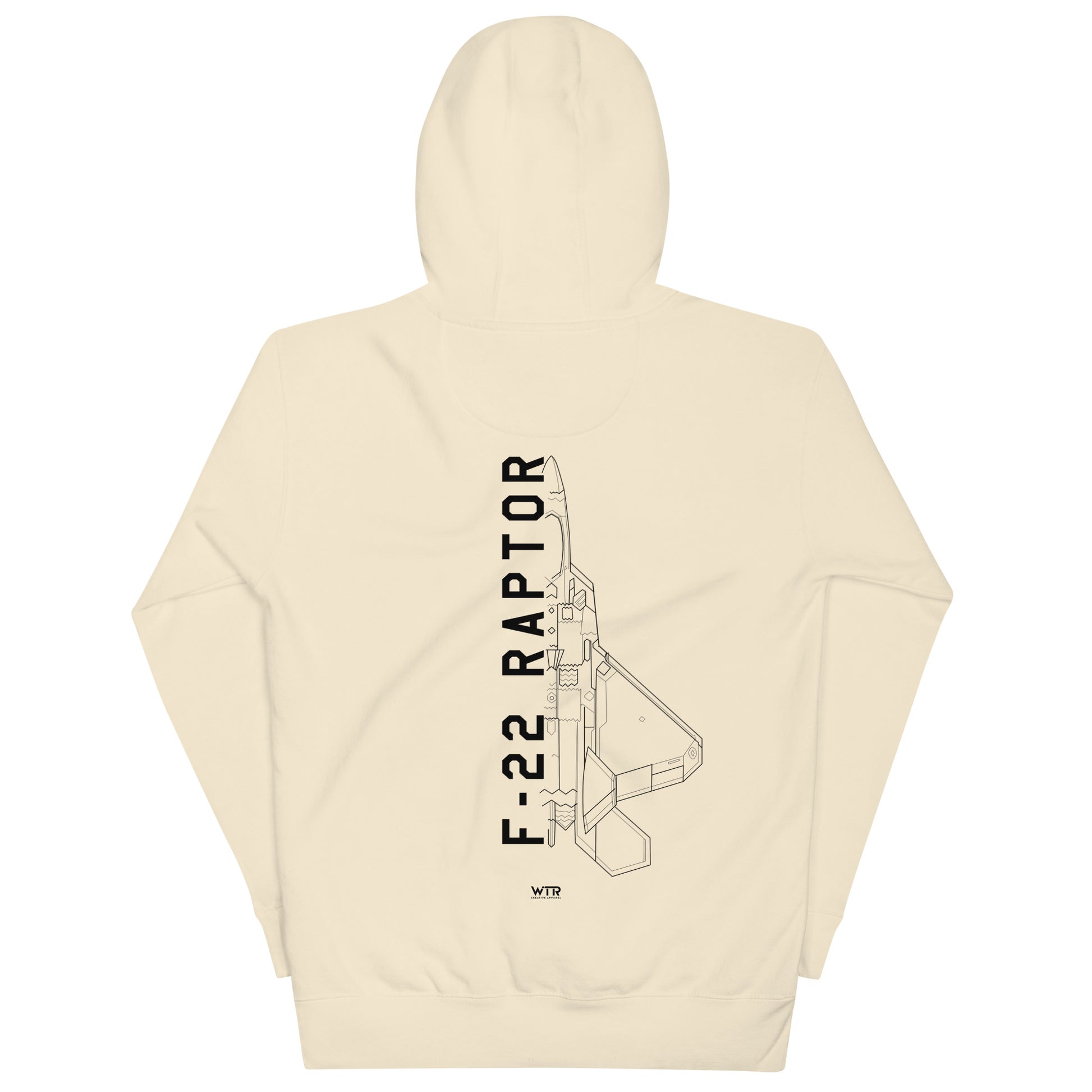 LOCKHEED MARTIN F-22 RAPTOR SCHEMATIC — hand-drawn UNISEX HOODIE artwork.