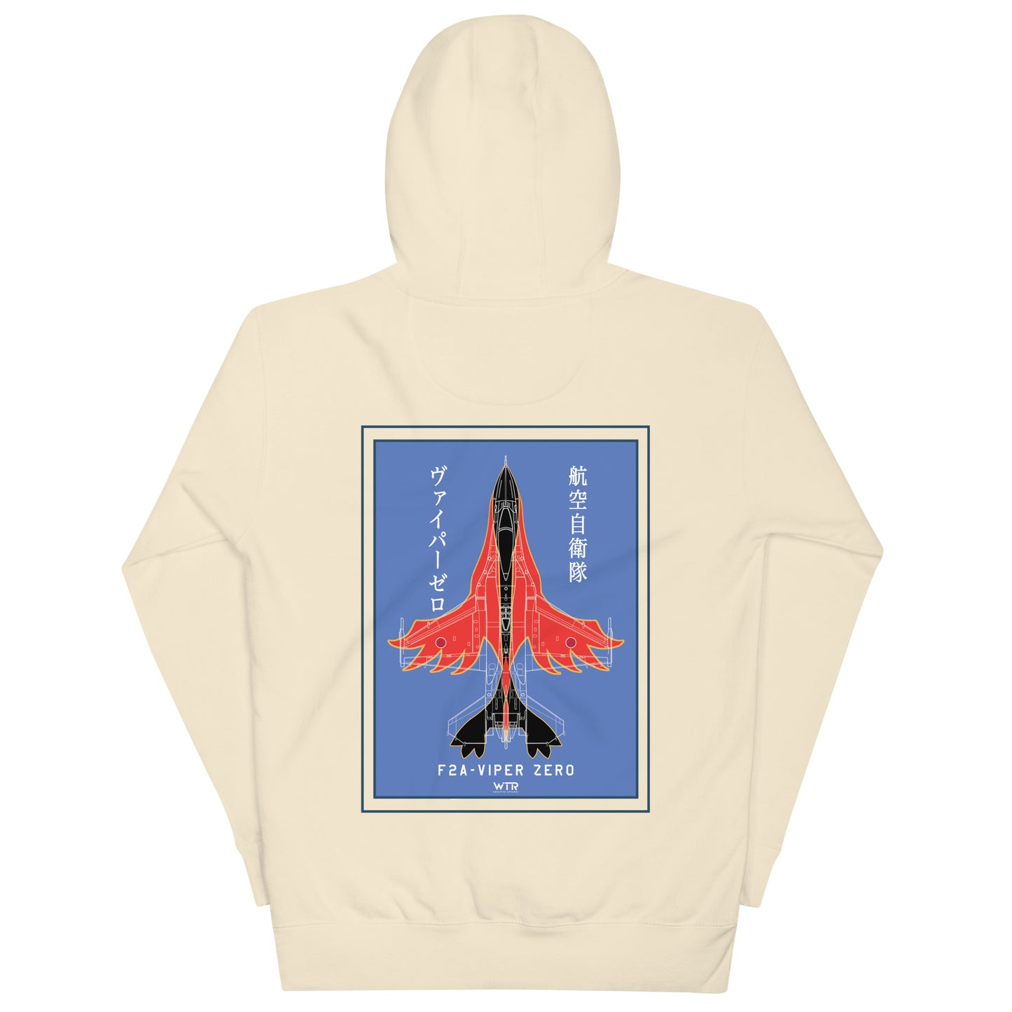 Hand-drawn schematic of the Mitsubishi F-2A Viper Zero Yatagarasu 60th Anniversary 6th Fighter Squadron livery on a unisex hoodie.