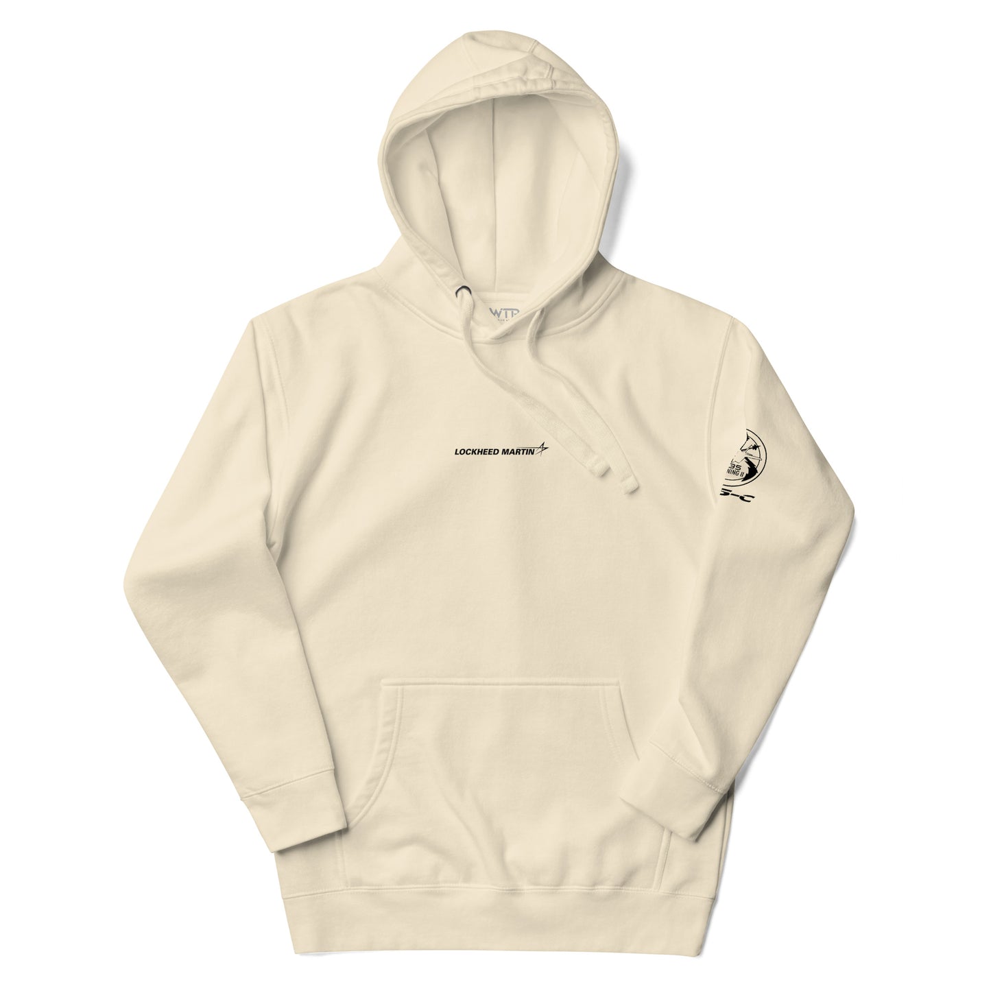 Hand-drawn schematic of the LOCKHEED MARTIN F-35C LIGHTNING II printed on a unisex hoodie.