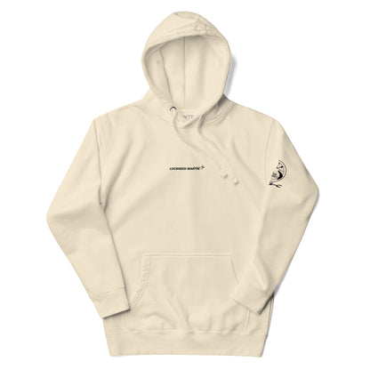 Hand-drawn schematic of the LOCKHEED MARTIN F-35C LIGHTNING II printed on a unisex hoodie.