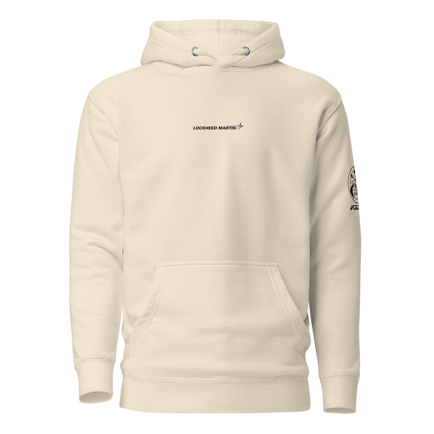 Hand-drawn schematic of the LOCKHEED MARTIN F-35C LIGHTNING II printed on a unisex hoodie.