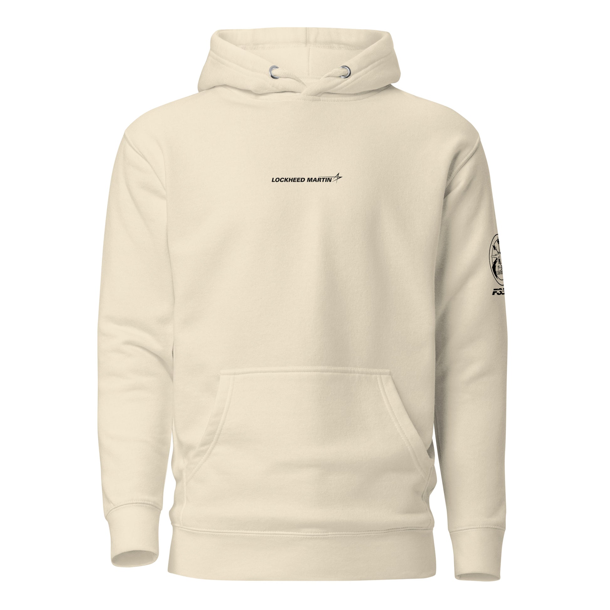 Hand-drawn schematic of the LOCKHEED MARTIN F-35C LIGHTNING II printed on a unisex hoodie.