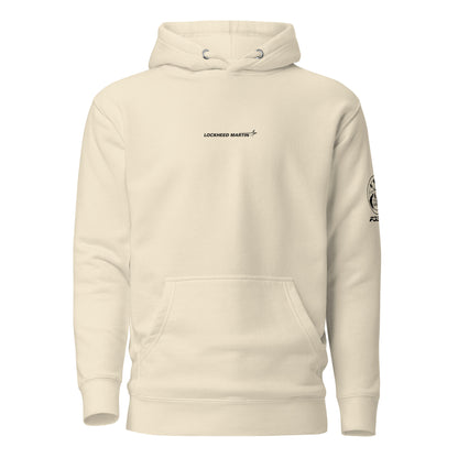 Hand-drawn schematic of the LOCKHEED MARTIN F-35C LIGHTNING II printed on a unisex hoodie.