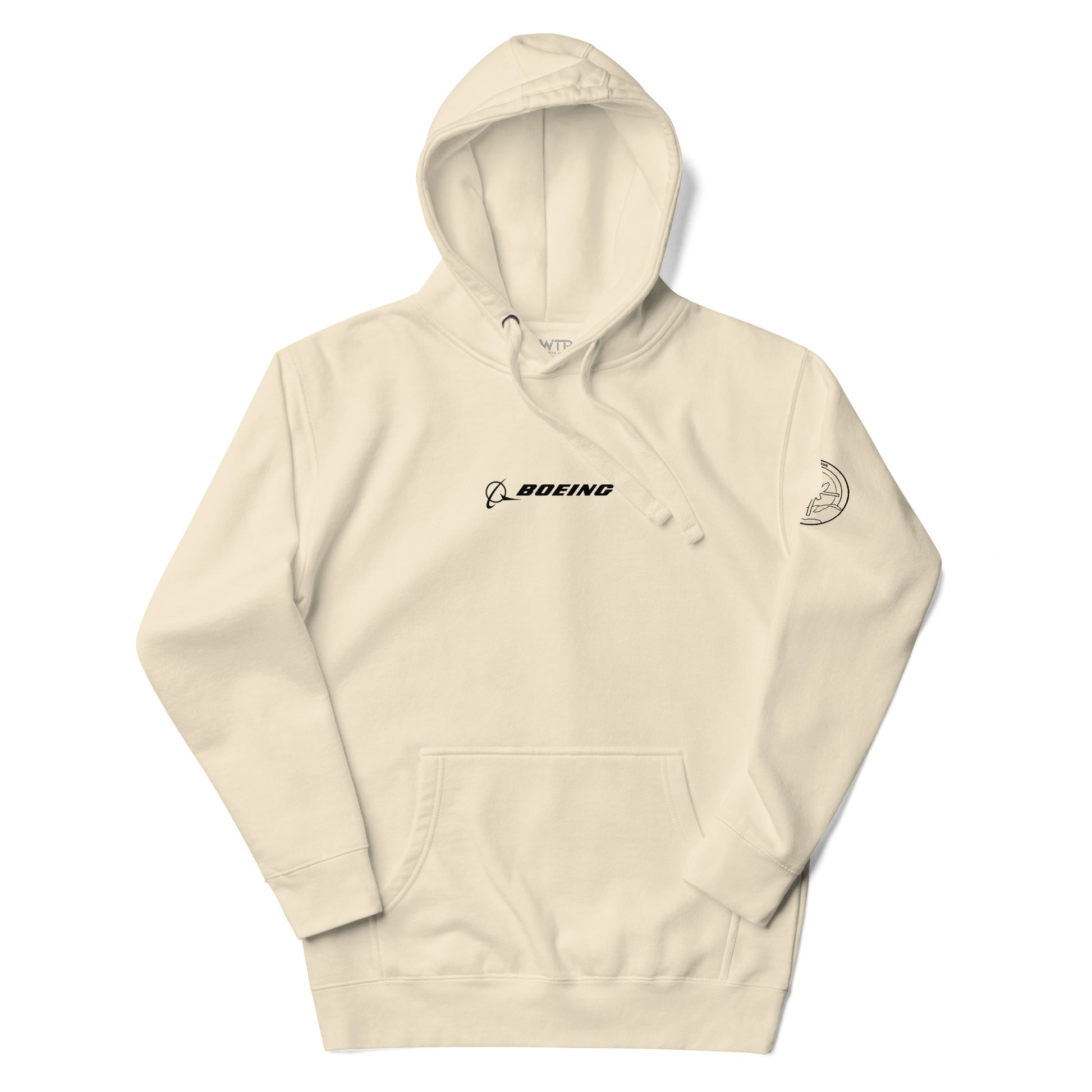 Hand-drawn schematic of the BOEING AH-64E APACHE GUARDIAN printed on a unisex hoodie.