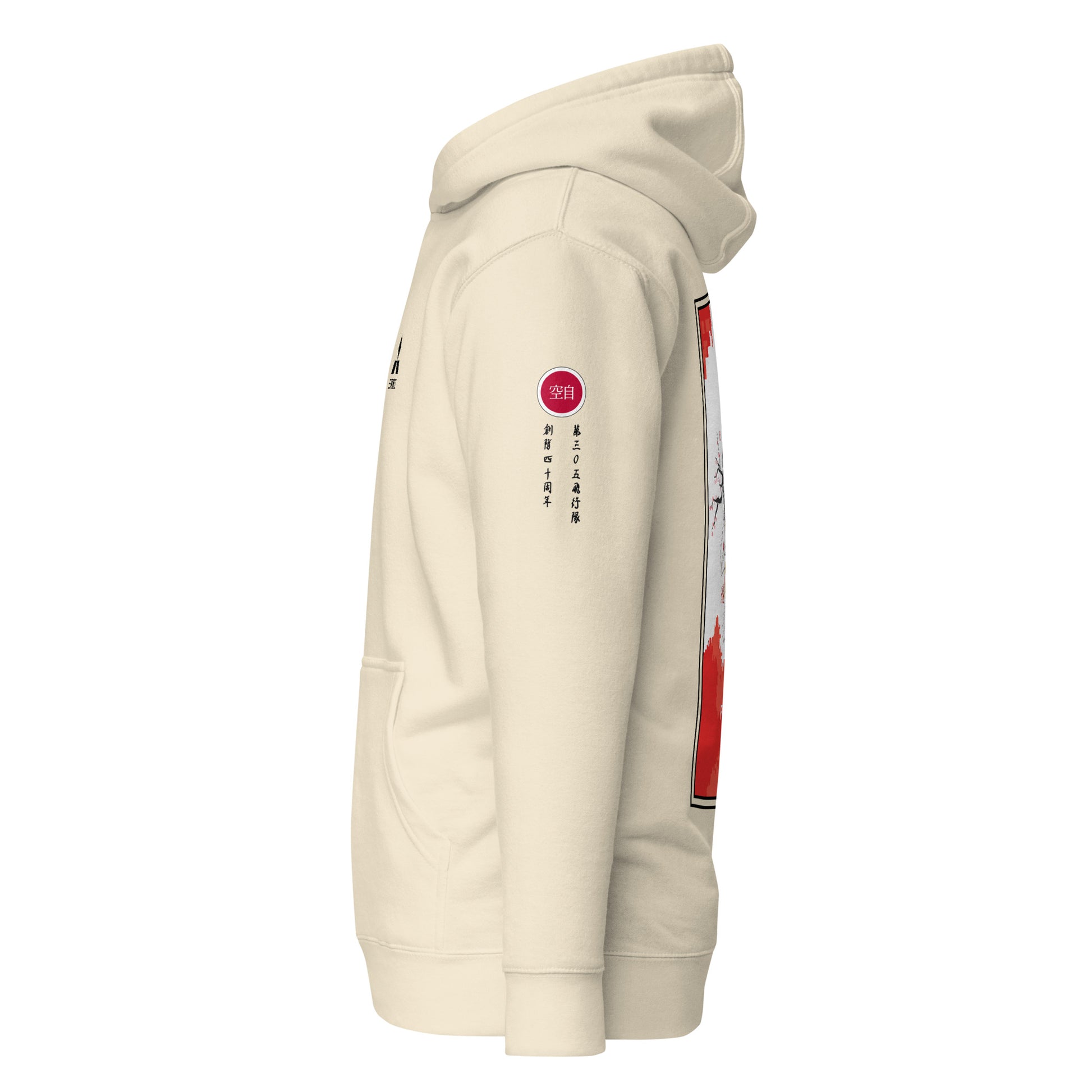 Hand-drawn schematic of the Mitsubishi F-15J Eagle 305th Tactical Fighter Squadron 40 Years Anniversary livery on a unisex hoodie.