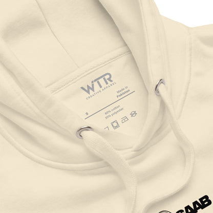 Hand-drawn schematic of the SAAB JAS 39 GRIPEN printed on a unisex hoodie.