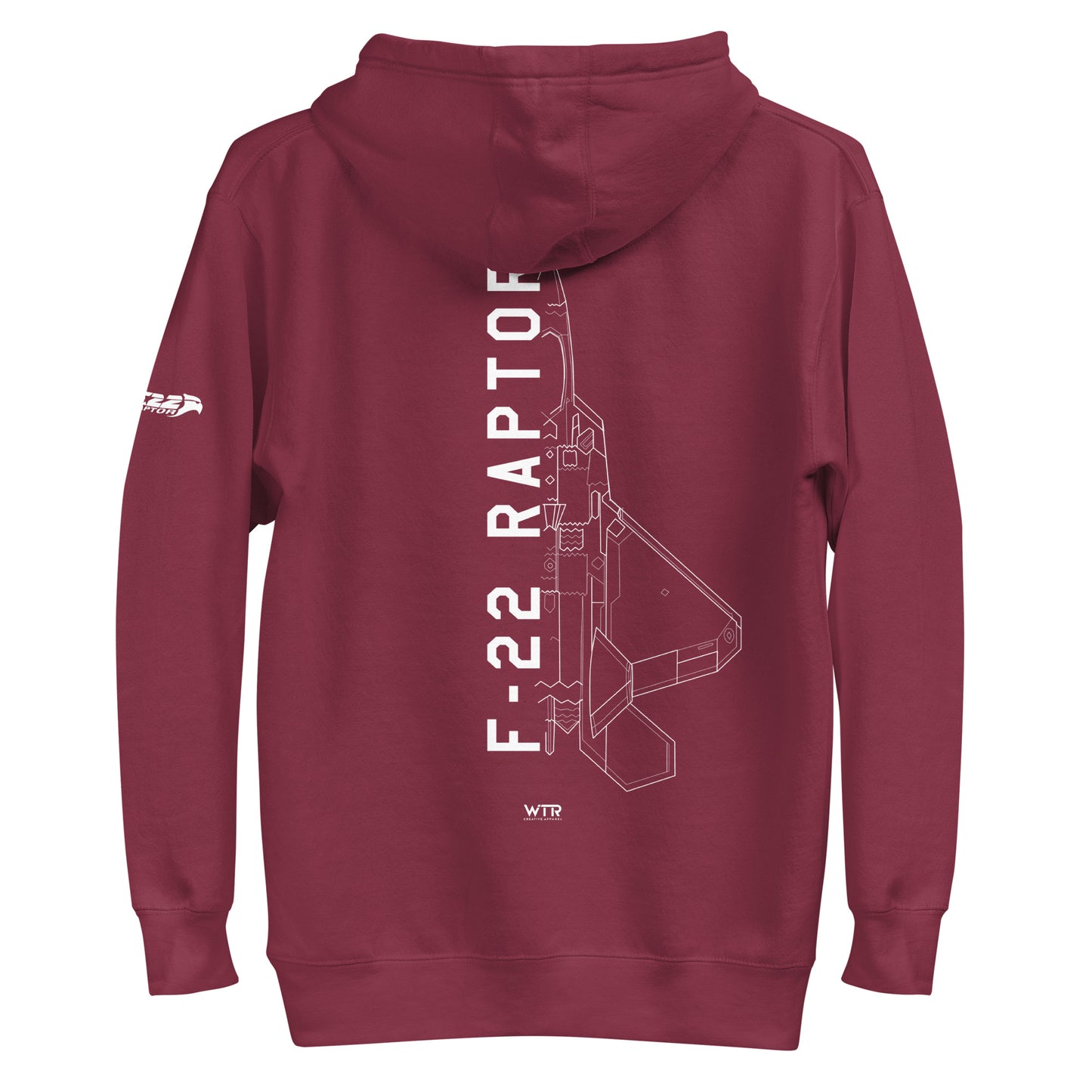 LOCKHEED MARTIN F-22 RAPTOR SCHEMATIC — hand-drawn UNISEX HOODIE artwork.