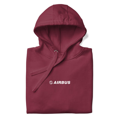 Hand-drawn schematic of the AIRBUS A380 SUPERJUMBO printed on a unisex hoodie.