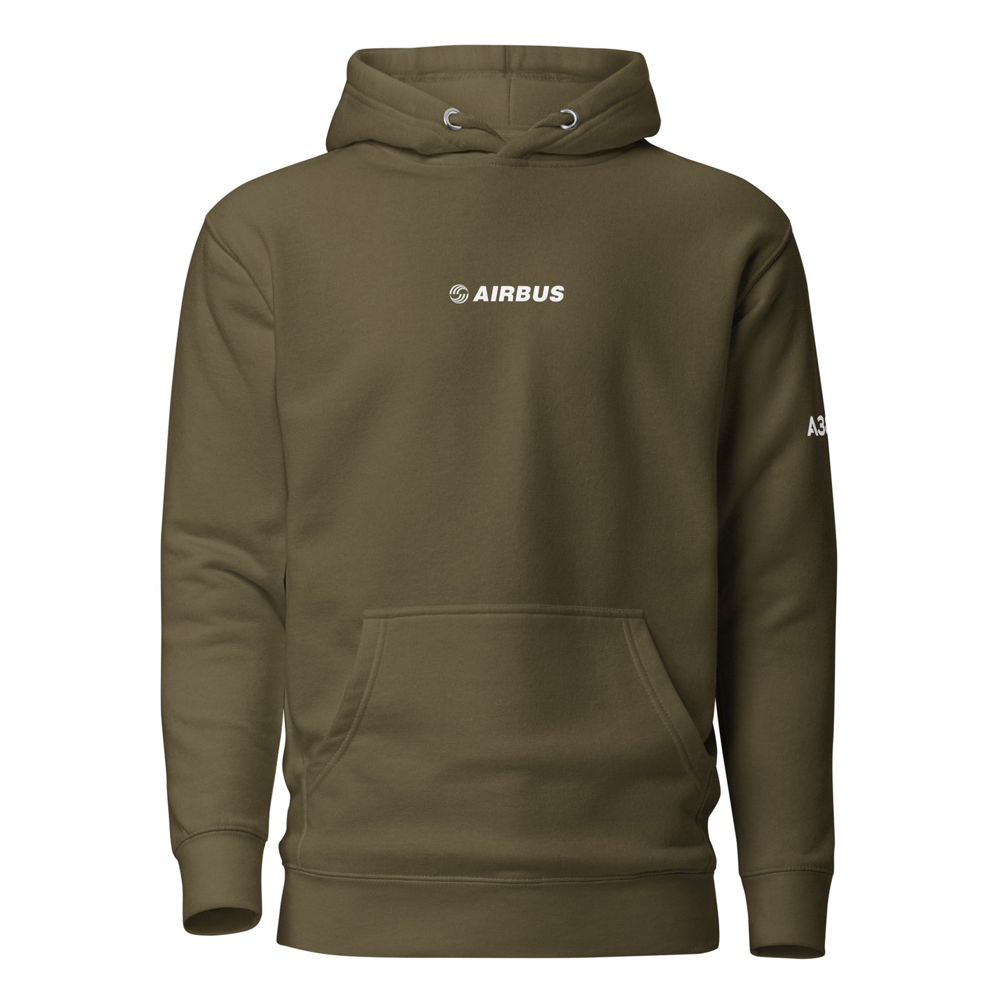 Hand-drawn schematic of the AIRBUS A380 SUPERJUMBO printed on a unisex hoodie.