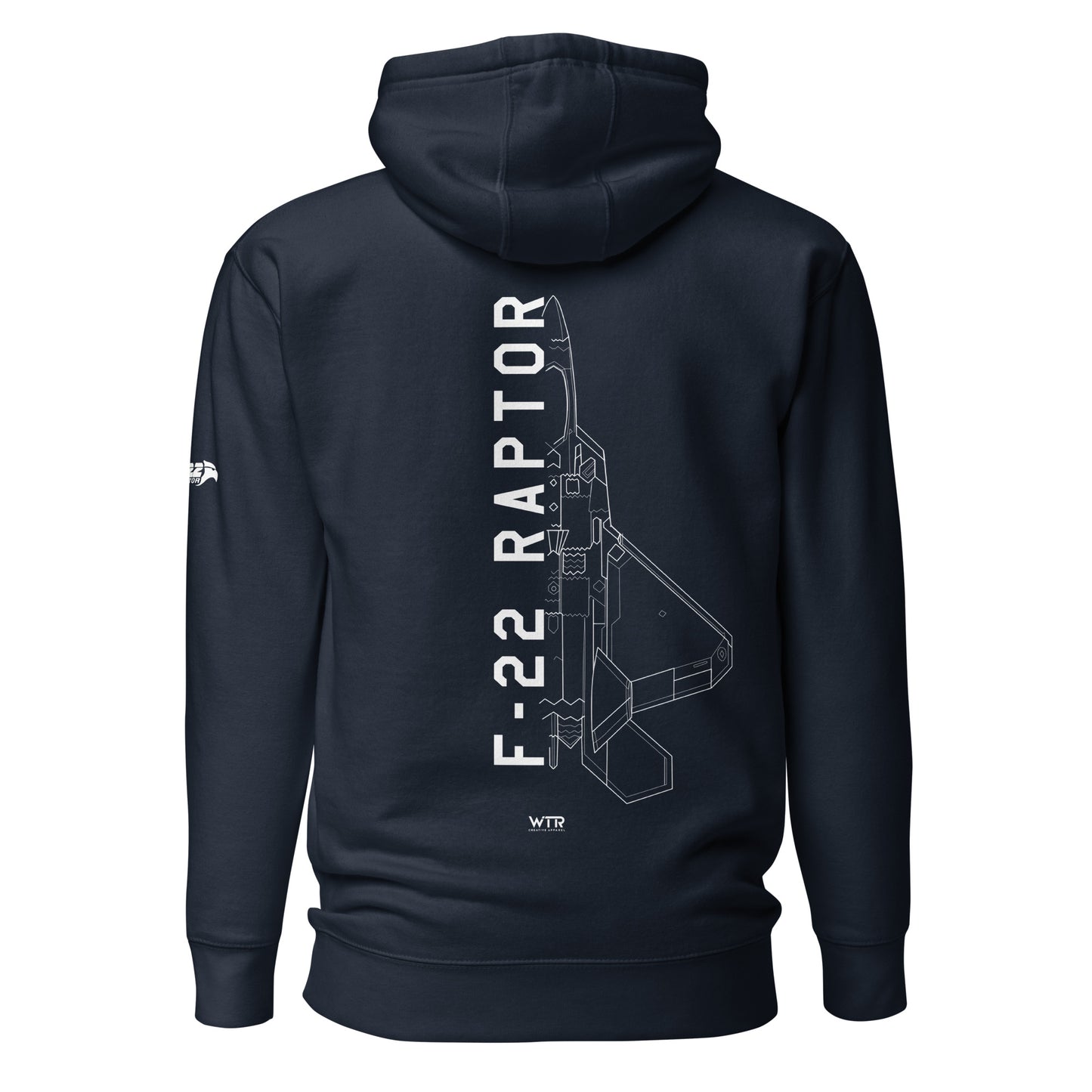 LOCKHEED MARTIN F-22 RAPTOR SCHEMATIC — hand-drawn UNISEX HOODIE artwork.
