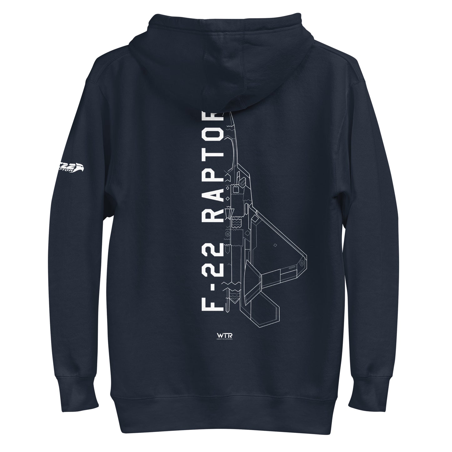 LOCKHEED MARTIN F-22 RAPTOR SCHEMATIC — hand-drawn UNISEX HOODIE artwork.