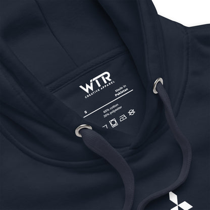 Hand-drawn schematic of the Mitsubishi F-2A Viper Zero in Maritime Blue Camouflage livery printed on a comfortable unisex hoodie.